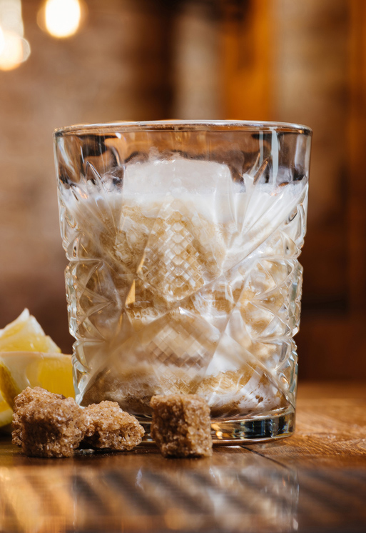 White russian cocktail in short glass